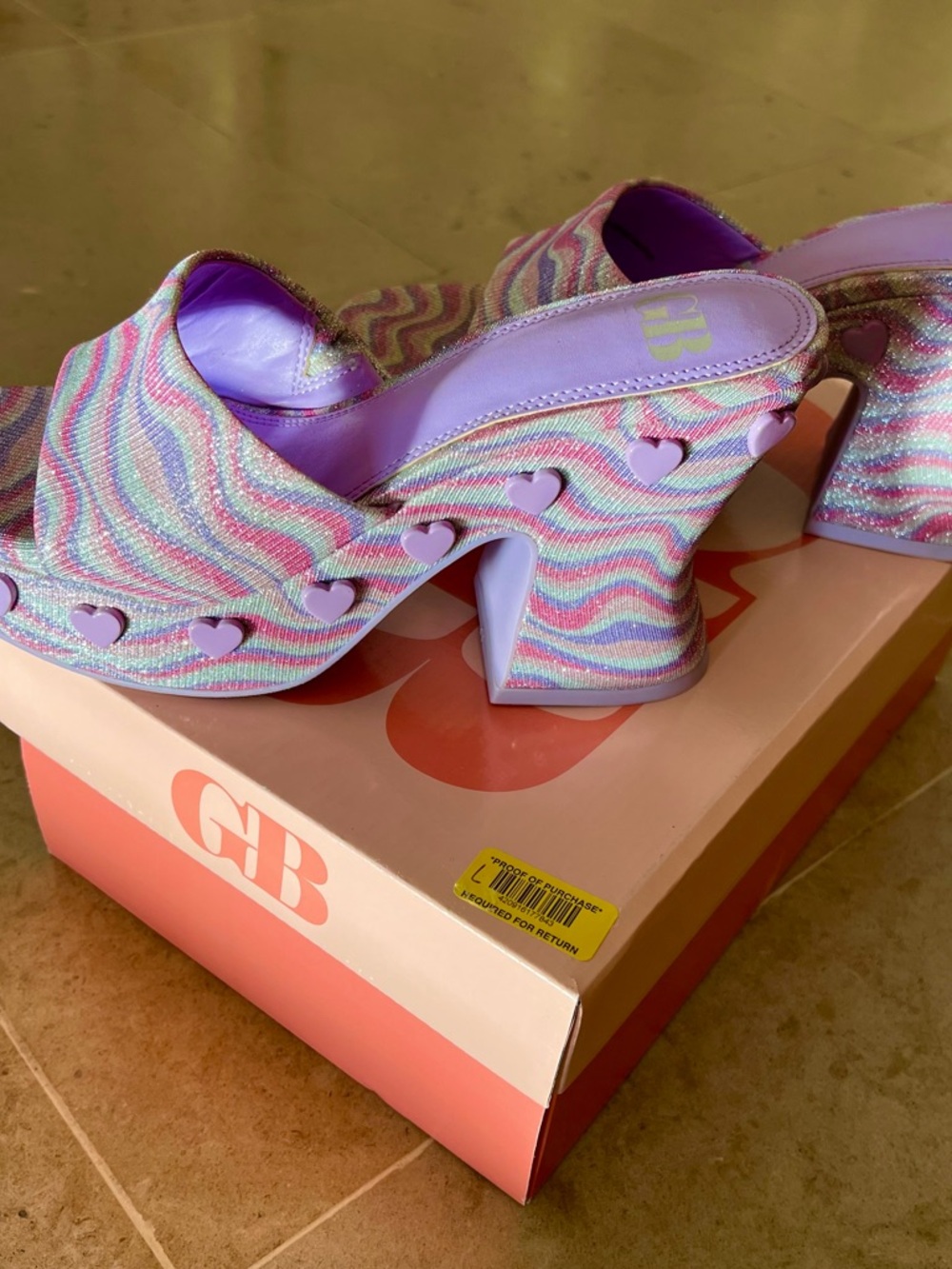 Gianni Bini Pink and Purple Heart-String Sandals - Picture 4 of 7